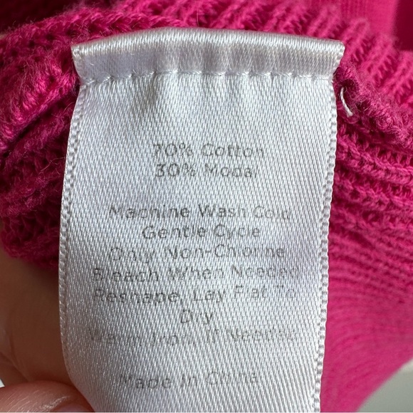 Talbots Cowlneck Sweater Fuchsia Hot Pink Cotton Size Large Flare Sleeves - Picture 5 of 7